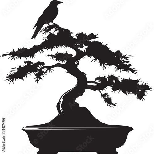 bird on tree, tree, nature, branch, vector, silhouette, leaf, illustration, plant, black, design, art, flower, spring, bird, trunk, drawing, wood, bonsai, floral, birds, leaves, forest, environment, g