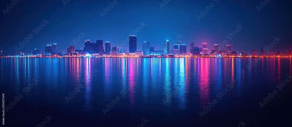 Fototapeta premium City Lights Reflecting on Water