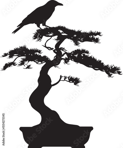 bird on tree, tree, nature, branch, vector, silhouette, leaf, illustration, plant, black, design, art, flower, spring, bird, trunk, drawing, wood, bonsai, floral, birds, leaves, forest, environment, g