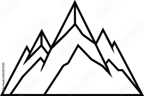 Symmetrical Mountain Outline with Sharp Contour Lines