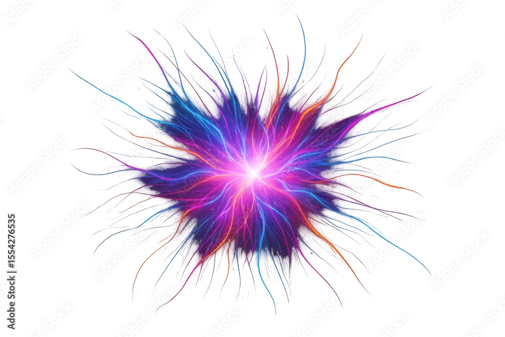 Fototapeta premium Bright colorful plasma ball exploding with energy on transparent background, perfect for visual effects and motion graphics