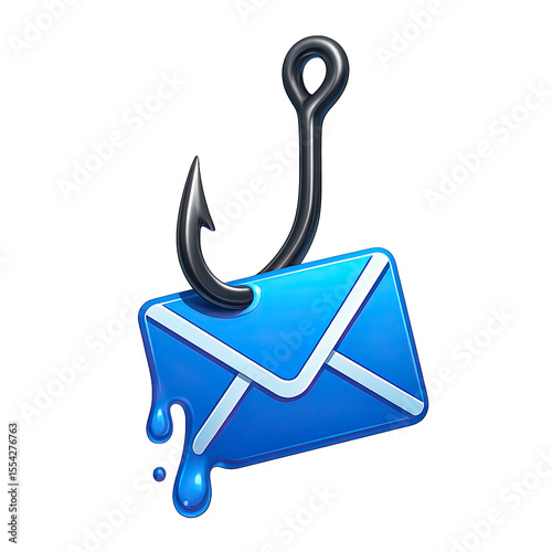 Fishing Hook Piercing a Bright Colored Email Envelope, Cutout Transparent PNG