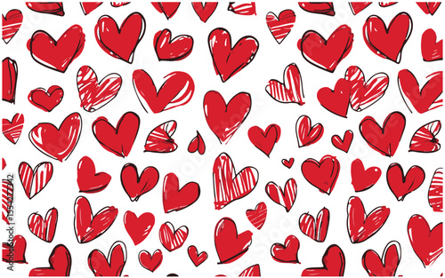 Red hearts seamless pattern vector illustration for Valentine's Day