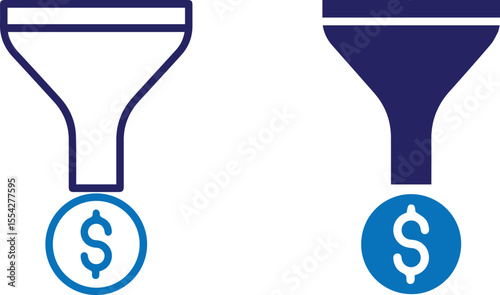 funnel,dollar symbol,minimalist,blue and white,vector illustration  abstract money funnel, simple geometric shapes, minimalist design