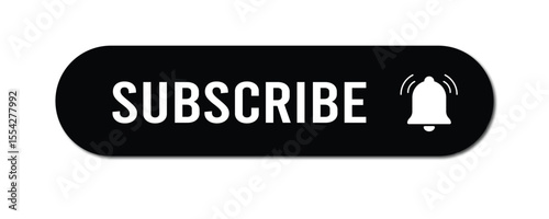 Subscribe Button with Bell Icon black in Vector Style 