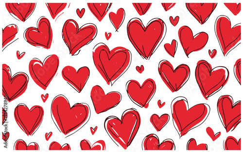 Red hearts seamless pattern vector illustration for Valentine's Day