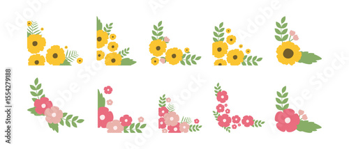 Beautiful Hand Drawn Flower Corner Frame Decoration Collection