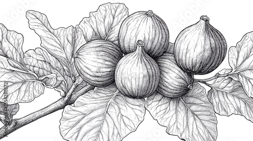 Wallpaper Mural Tree Drawing Botanical Detailed Plate-Style Fig Ink Donzb Torontodigital.ca