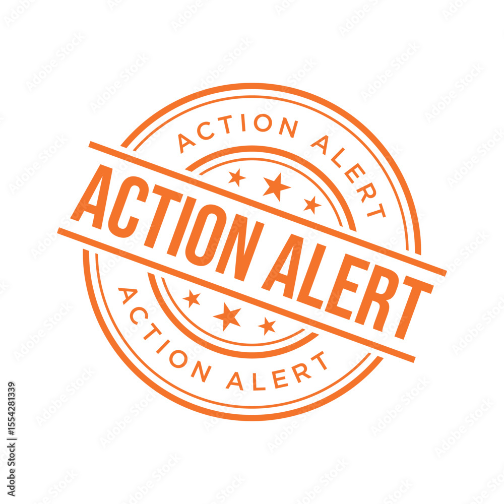 Obraz premium Action Alert Rubber Stamp Vector Template