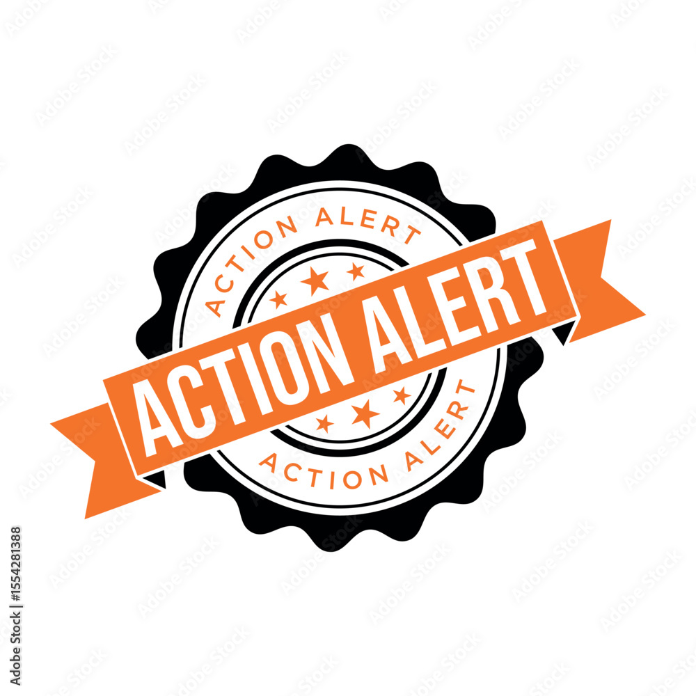 Obraz premium Action Alert Rubber Stamp Vector Template