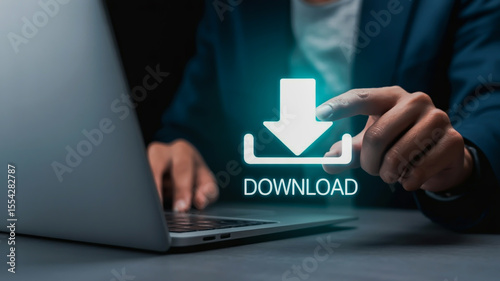 The icon consists of a large downward-pointing arrow and the text DOWNLOAD in white letters