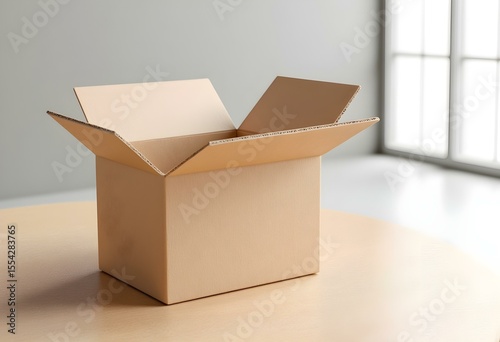 Empty Cardboard Box in Natural Light – Packaging and Shipping Mockup

