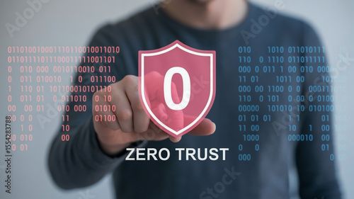The shield contains the text ZERO TRUST in white capital letters
