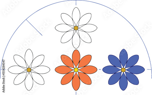 Flowers formed from overlapping hybrid atomic orbitals