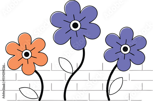 Stylized flowers with drippy spray paint textures and exaggerated toon petals