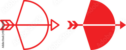 bow, archery, crossbow, weapon, red, silhouette  geometric shapes, asymmetric design, minimalist, vector illustration