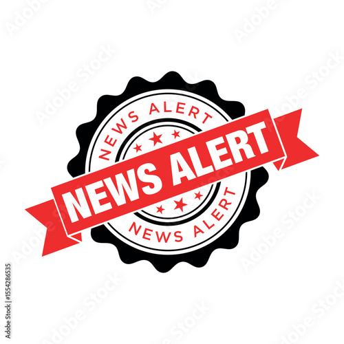 News Alert Rubber Stamp Vector Template