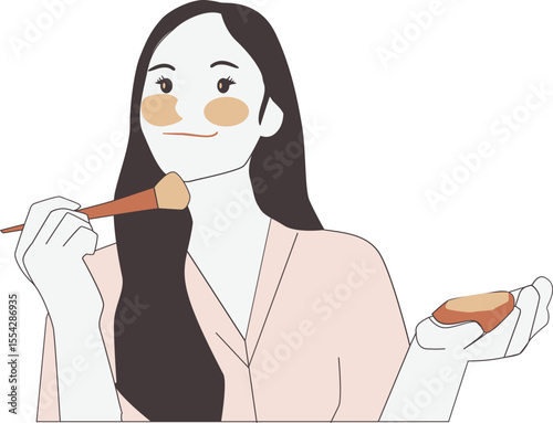 A woman is massaging her face as part of her skincare routine isolated on a white background. Beauty and wellness concept.