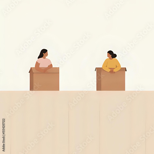 Two Women in Boxes: A Visual Representation of Isolation and Connection