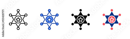 Sheriff Badge icon sheet multiple style collection