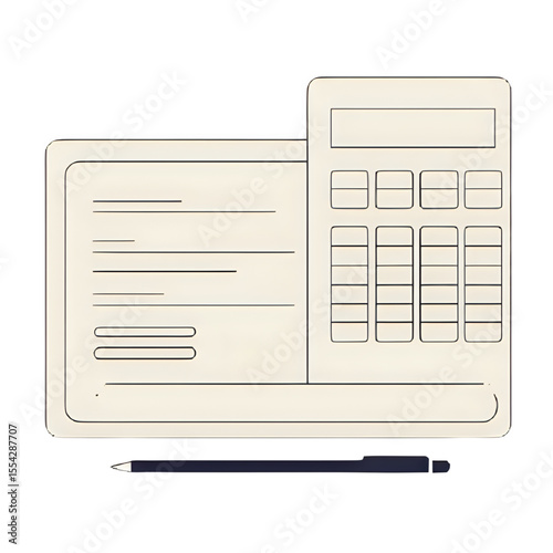 Financial Planning: Calculator, Form, and Pen - Budget Management Illustration