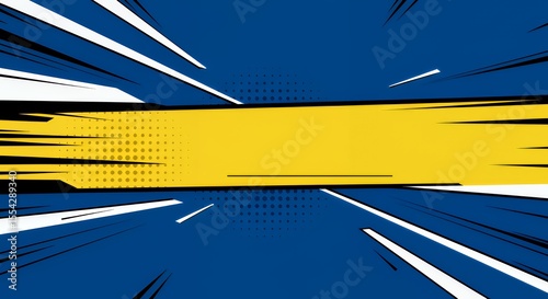 Dynamic Comic Book Style Background Design with Yellow and Blue Color Scheme, Featuring Bold Lines and Halftone Effects, Ideal for Graphic Design Projects