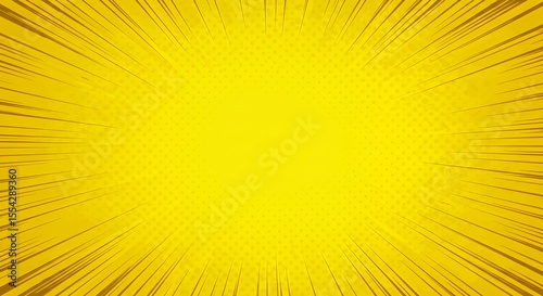Dynamic Yellow Comic Book Speed Lines Background  Radiant Energy Burst Illustration