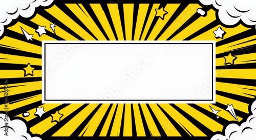 Vibrant Yellow Comic Book Style Background Design with Blank Space for Text or Image