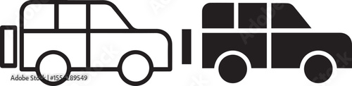 cartoon car,simple geometric shapes,blue and white colors,minimal design,stylized transportation icon