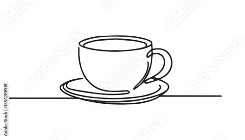Continuous one single minimal line drawing cup 