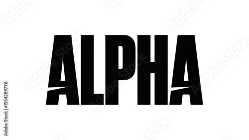 The word alpha displayed in bold black letters against a stark white background in a centered view