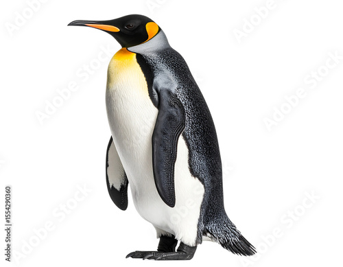  Realistic Standing Emperor Penguin with Smooth Feathers, isolated on transparent background PNG