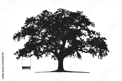 vector illustration of a tree in the park, tree, silhouette, nature, vector, illustration, branch, leaf, grunge, forest, black, plant, design, wood, art, landscape, oak, ink, drawing, trees, paint, fl