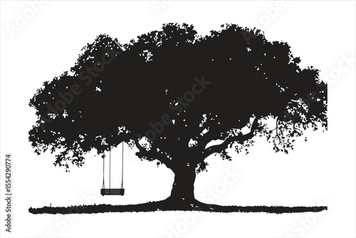 vector illustration of a tree in the park, tree, silhouette, nature, vector, illustration, branch, leaf, grunge, forest, black, plant, design, wood, art, landscape, oak, ink, drawing, trees, paint, fl