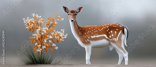 Serene Deer Amidst Lush Orange Foliage Creating a Peaceful Forest Animal Moment That Inspires Nature Lovers Everywhere