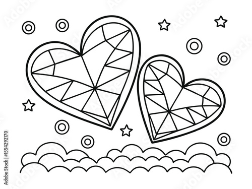Valentine heart coloring page. You can print it on standard paper. Floral heart. Heart background .