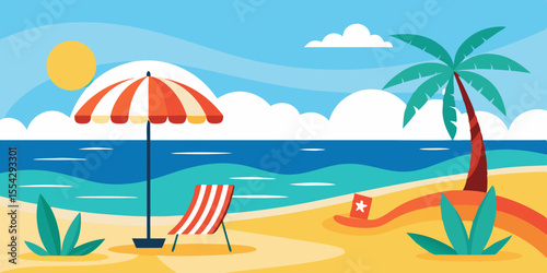 vector illustration of a tropical beach