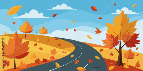 autumn leaves on the road