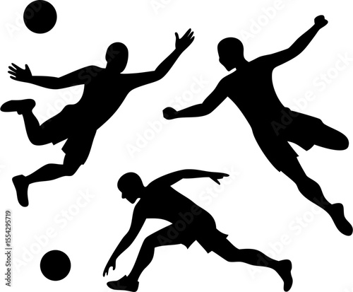 Silhouettes of Basketball Players in Action – Dribbling, Dunking, Shooting and Jumping Vector Set