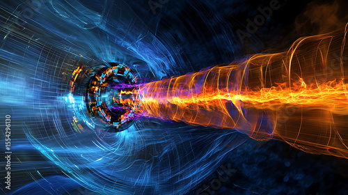 A blue and orange spiral with a blue center
