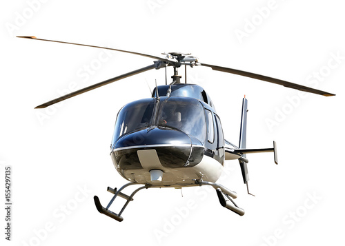 Black and white helicopter isolated on a white background png ai generated
