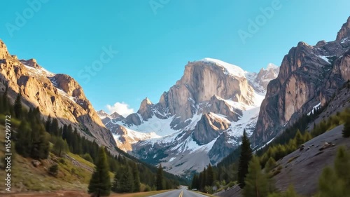 Wallpaper Mural Majestic mountain landscape with blue sky and green forest   Torontodigital.ca