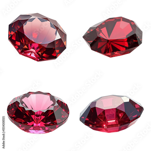 Collection of red garnet crystals