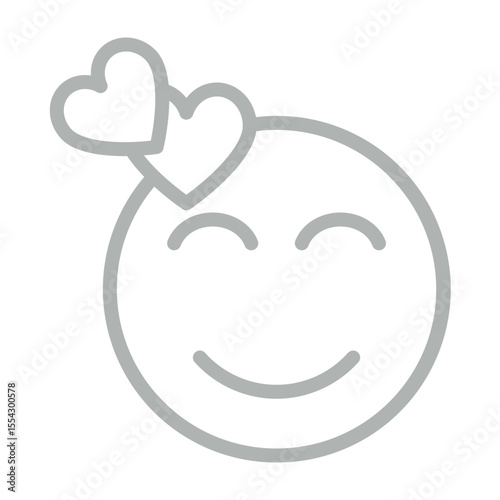 Romantic Face Vector Line Grey Icon Design