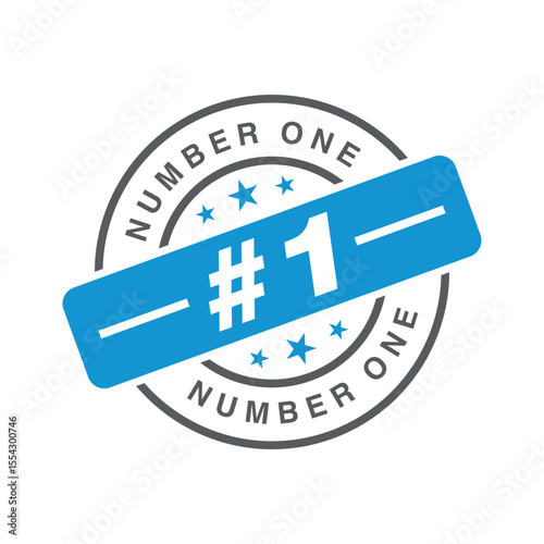 Number 1 Letter Rubber Stamp Vector Template