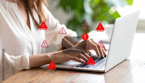 Concept of spam text and phishing crime warnings.