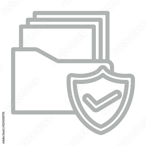 Secure Archive Vector Line Grey Icon Design