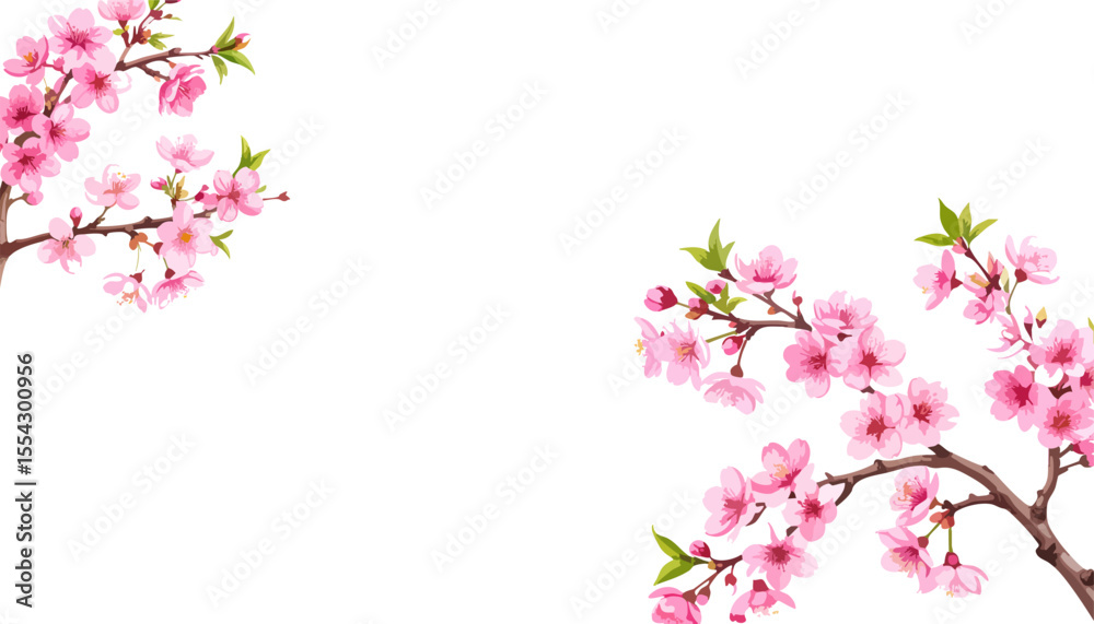 Fototapeta premium Pink flowers blooming in spring on the branches of a flower in nature