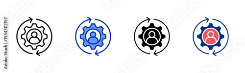 Reskilling icon sheet multiple style collection