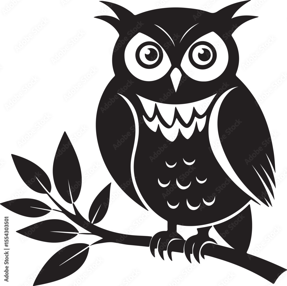 Fototapeta premium Owl on Tree Branch Silhouette – mysterious and detailed